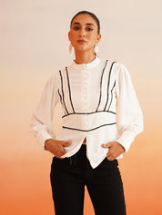 Beatnik White Blouson Tops