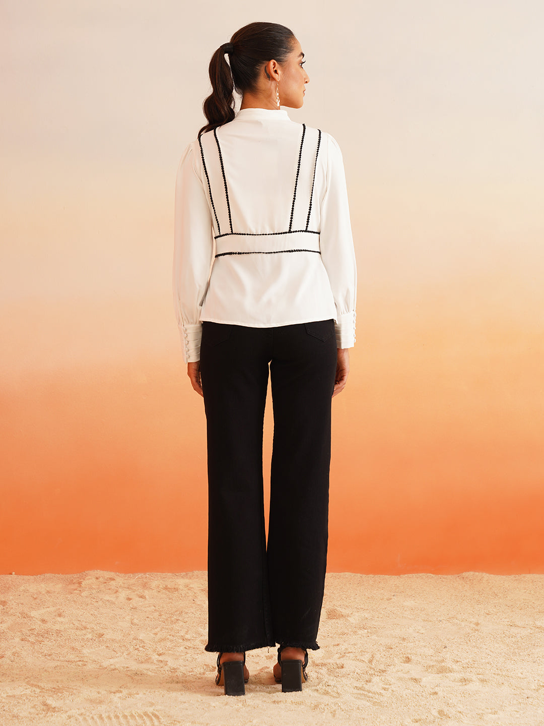 Beatnik White Blouson Tops