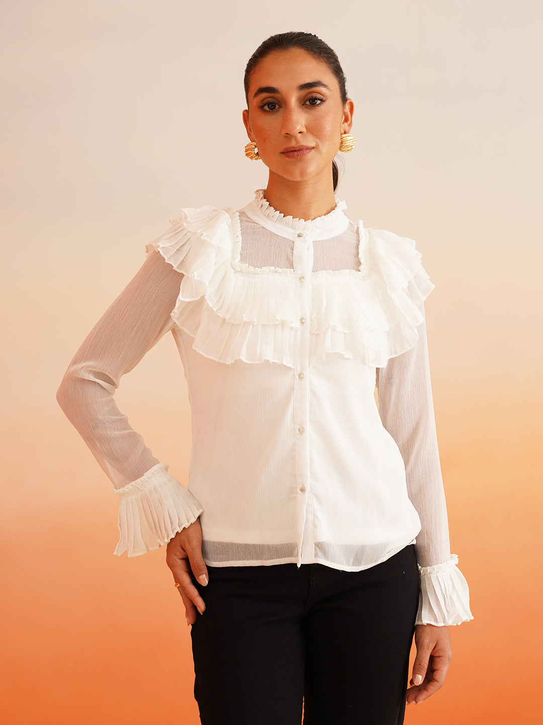 Beatnik White Shirt Style Tops