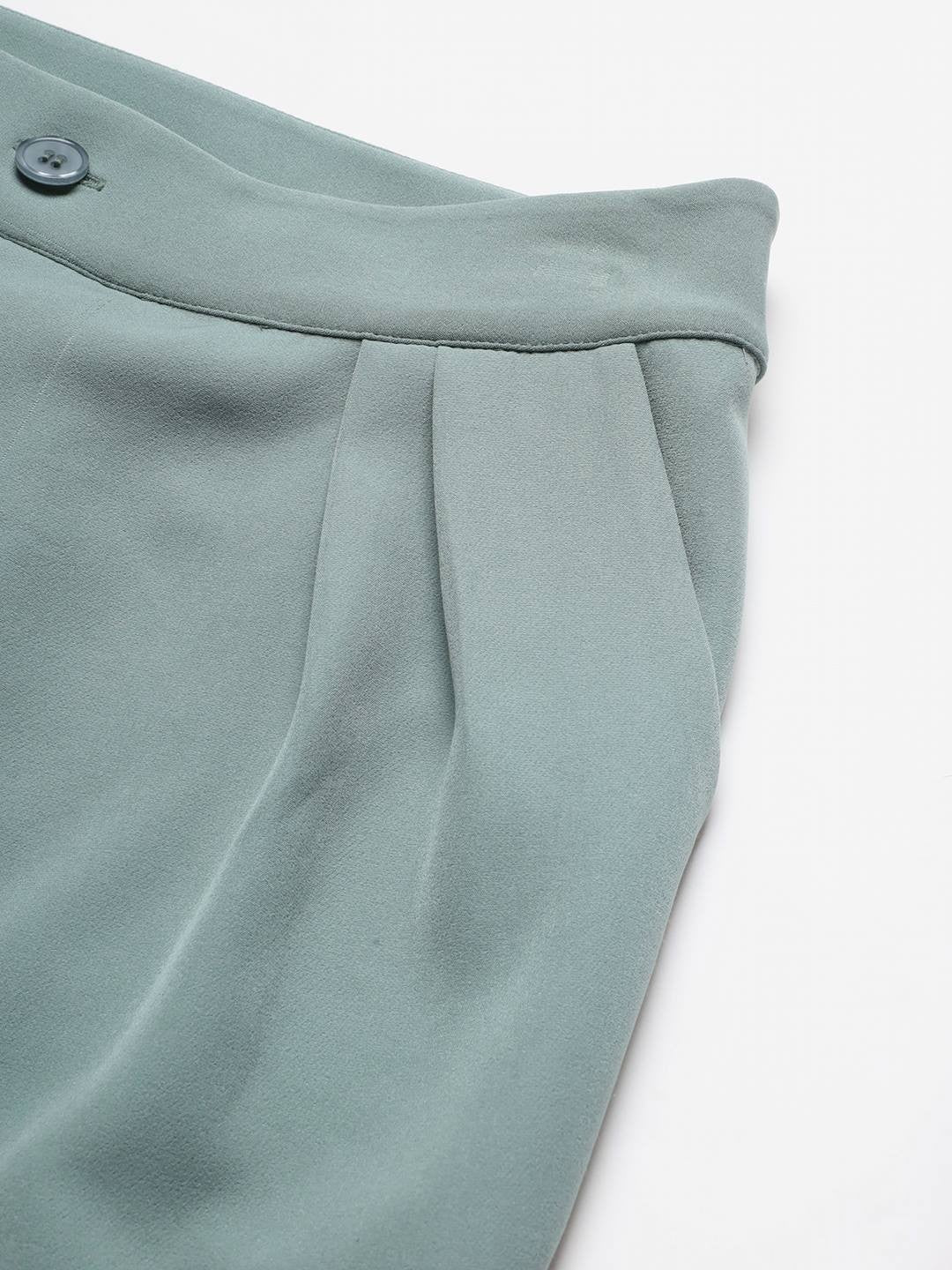 Beatnik Light Sea Green Pleated  Womens Trousers