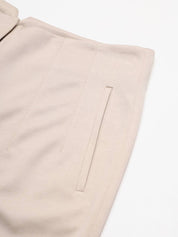 Beatnik Beige Pleated Womens Trousers