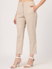 Beatnik Beige Pleated Womens Trousers