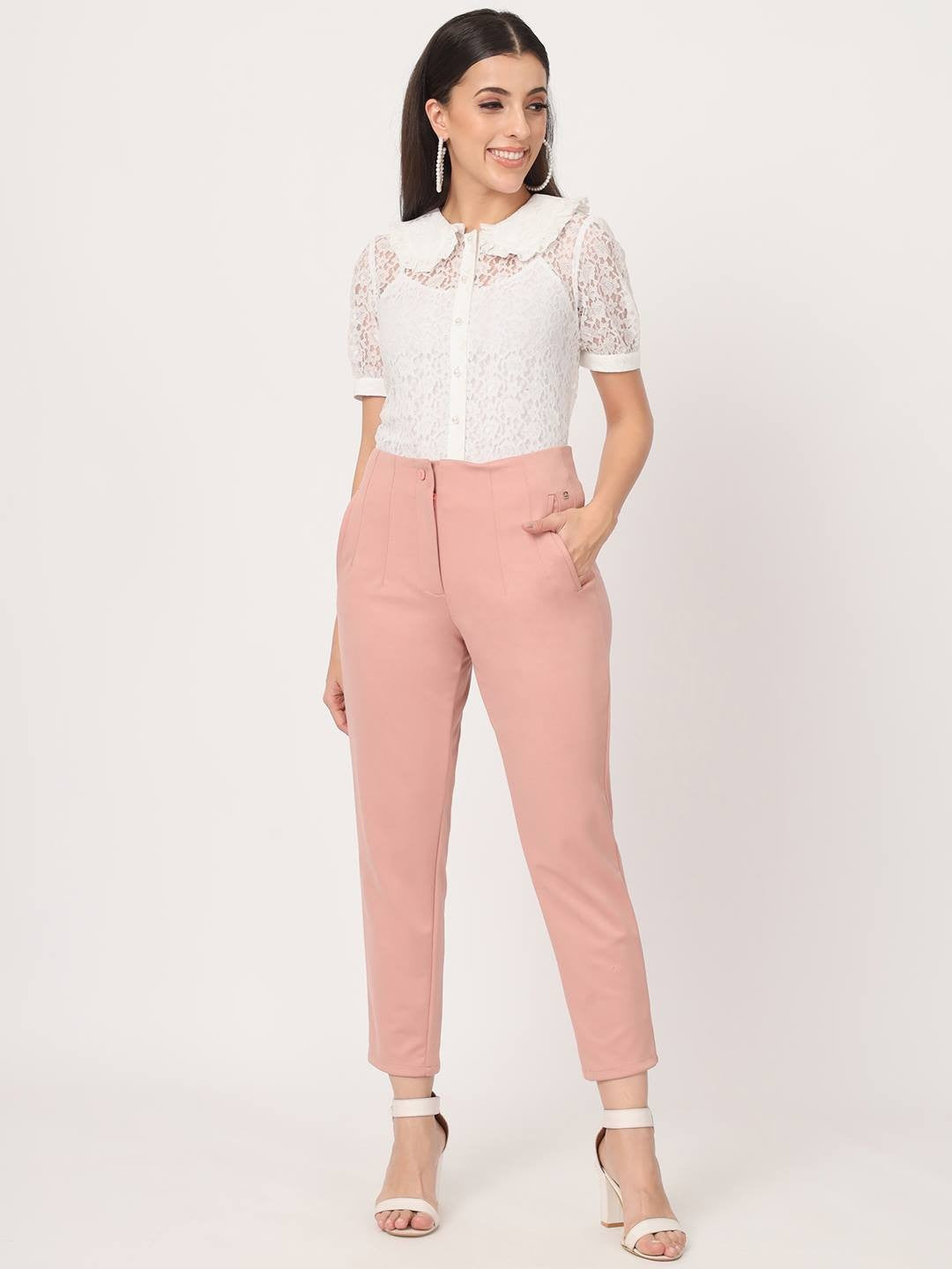 Beatnik Pink Pleated  Womens Trousers