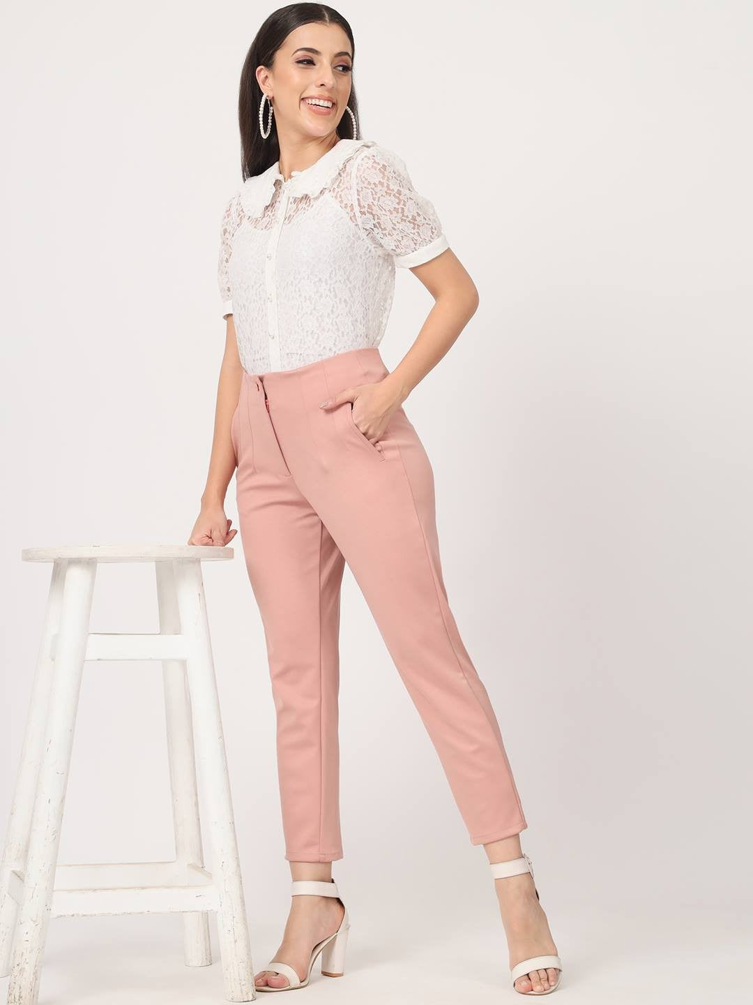 Beatnik Pink Pleated  Womens Trousers