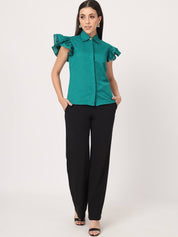 Beatnik Wide Leg Full Length Solid Womens Trousers