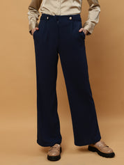 Beatnik Wide Leg Full Length Solid Womens Trousers