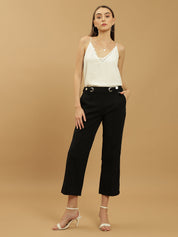 Beatnik Wide Leg Ankle Length Solid Womens Trousers