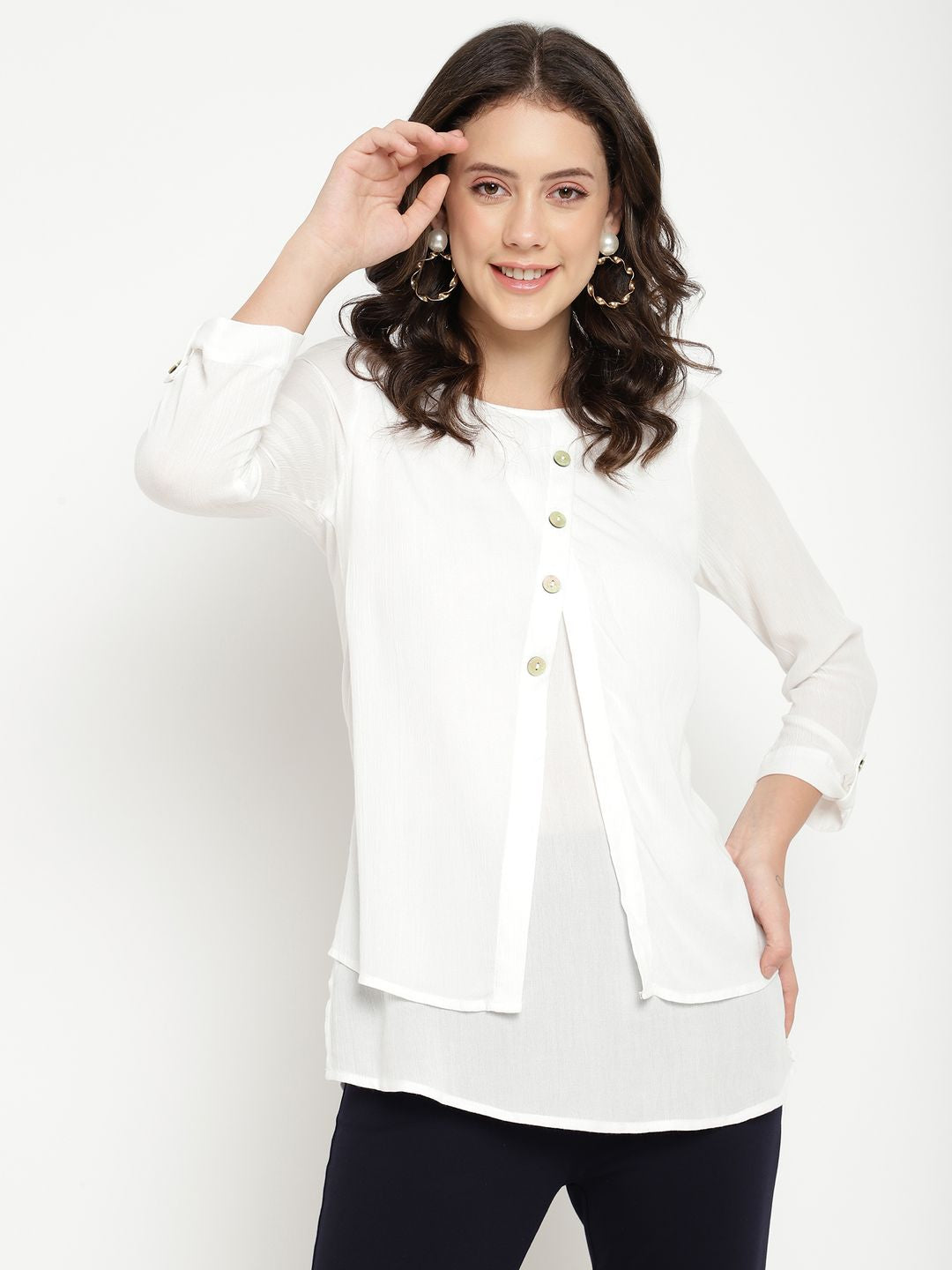 Beatnik White A-line Tunic